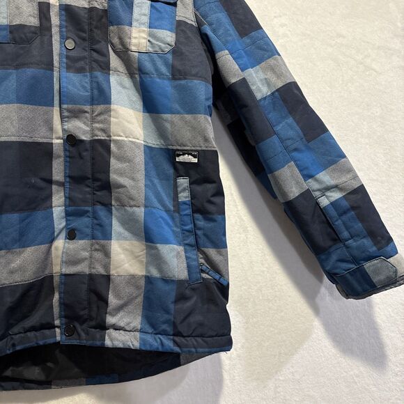 Volcom True to This Neolithic Insulated Jacket Kids Size Large Blue Gray Plaid - Picture 5 of 16